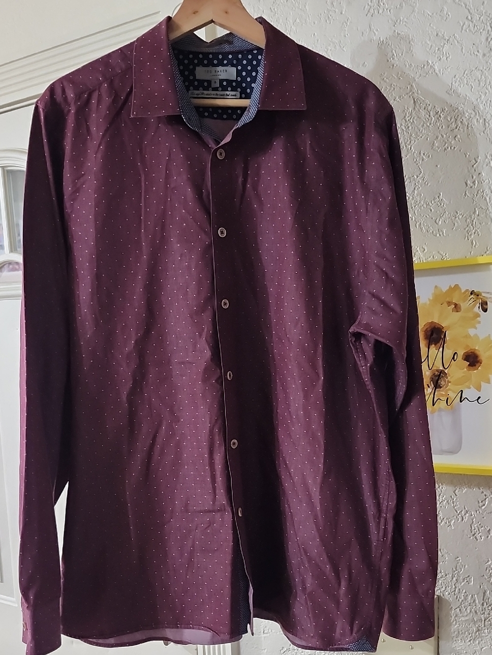 Ted Baker Burgundy Shirt with White Micro Dots